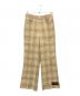 GUCCI（グッチ）の古着「Gucci Beige and Green Check Linen Straight-Leg Pants/チェックリネンラウンドポケット パンツ」｜グリーン×ベージュ