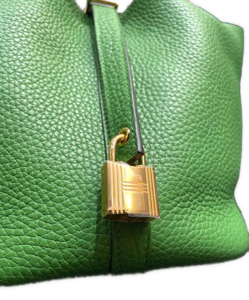 HERMES（エルメス）HERMES (エルメス) ピコタンロック PM/ゴールド金具/トリヨンクレマンス/ヴェールユッカ/W刻印 ヴェールユッカ×ゴールド金具 サイズ:PMの古着・服飾アイテム