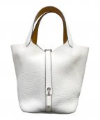 HERMESエルメス）の古着「ピコタンロックPM エクラ/シルバー金具/トリヨンクレマンス/ニューホワイト/セサミ/W刻印」｜ニューホワイト×セサミ シルバー金具