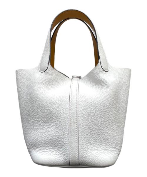 HERMES（エルメス）HERMES (エルメス) ピコタンロックPM エクラ/シルバー金具/トリヨンクレマンス/ニューホワイト/セサミ/W刻印 ニューホワイト×セサミ シルバー金具 サイズ:PMの古着・服飾アイテム