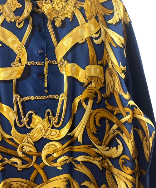 HERMES（エルメス）HERMES (エルメス) ニット切替シャツ ネイビー×ゴールド サイズ:Lの古着・服飾アイテム