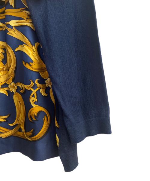 HERMES（エルメス）HERMES (エルメス) ニット切替シャツ ネイビー×ゴールド サイズ:Lの古着・服飾アイテム