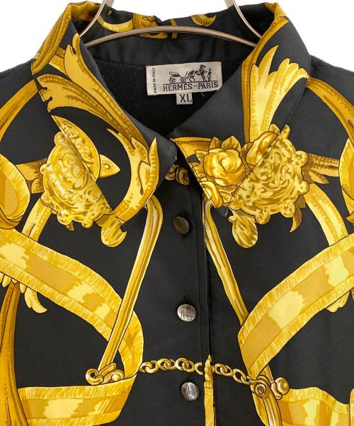 HERMES（エルメス）HERMES (エルメス) ニット切替シャツ ブラック×ゴールド サイズ:XLの古着・服飾アイテム