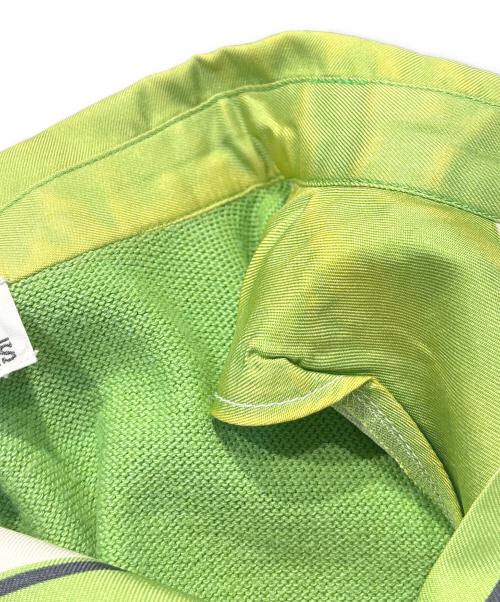 HERMES（エルメス）HERMES (エルメス) ニット切替シルクシャツ グリーン×ゴールド×ホワイト サイズ:Ｍの古着・服飾アイテム