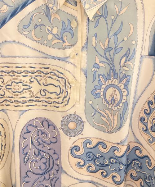 HERMES（エルメス）HERMES (エルメス) ニット切替シャツ アイボリー×スカイブルー×パープ サイズ:Lの古着・服飾アイテム