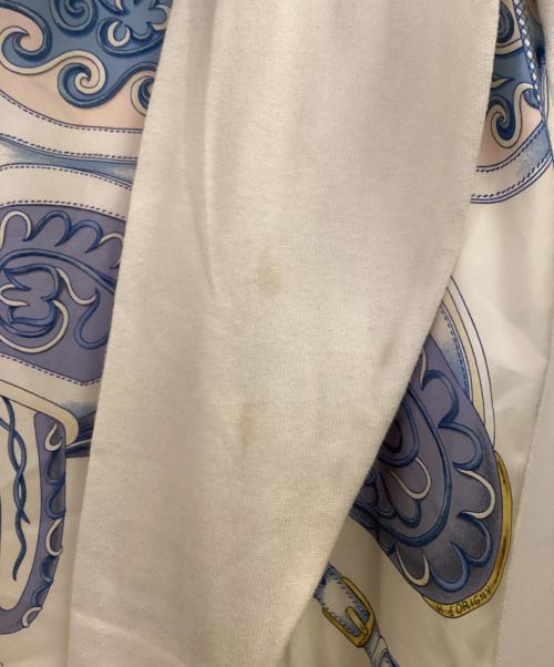 HERMES（エルメス）HERMES (エルメス) ニット切替シャツ アイボリー×スカイブルー×パープ サイズ:Lの古着・服飾アイテム