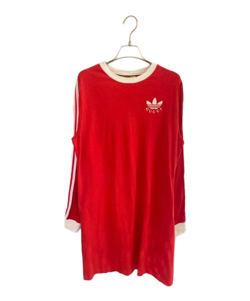 GUCCI（グッチ）GUCCI (グッチ) adidas (アディダス) 長袖ロゴワンピース レッド サイズ:Lの古着・服飾アイテム