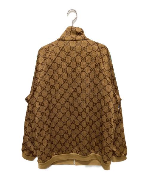 GUCCI（グッチ）GUCCI (グッチ) GG Plain Knit Jacket For Men Brown/GGテクニカルジャージジャケット ブラウン×レッド×ブルー サイズ:Sの古着・服飾アイテム