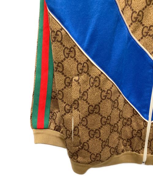 GUCCI（グッチ）GUCCI (グッチ) GG Plain Knit Jacket For Men Brown/GGテクニカルジャージジャケット ブラウン×レッド×ブルー サイズ:Sの古着・服飾アイテム