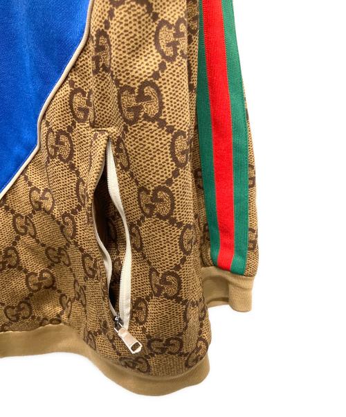 GUCCI（グッチ）GUCCI (グッチ) GG Plain Knit Jacket For Men Brown/GGテクニカルジャージジャケット ブラウン×レッド×ブルー サイズ:Sの古着・服飾アイテム