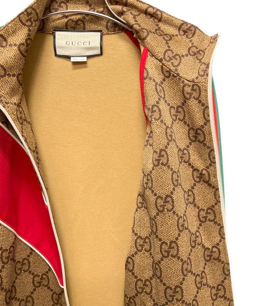 GUCCI（グッチ）GUCCI (グッチ) GG Plain Knit Jacket For Men Brown/GGテクニカルジャージジャケット ブラウン×レッド×ブルー サイズ:Sの古着・服飾アイテム