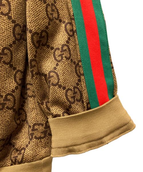 GUCCI（グッチ）GUCCI (グッチ) GG Plain Knit Jacket For Men Brown/GGテクニカルジャージジャケット ブラウン×レッド×ブルー サイズ:Sの古着・服飾アイテム