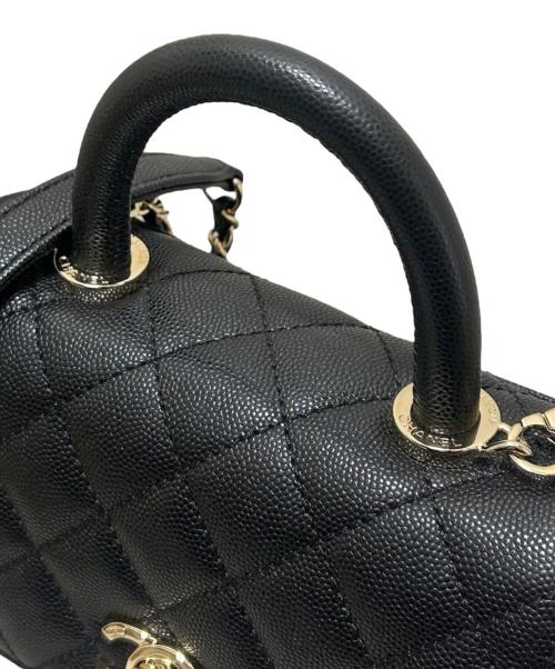 CHANEL（シャネル）CHANEL (シャネル) ココハンドル19/ゴールド金具/キャビアスキン/2021年以降 ブラック×ゴールド金具 サイズ:19cmの古着・服飾アイテム