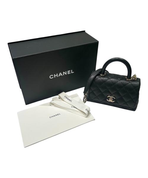 CHANEL（シャネル）CHANEL (シャネル) ココハンドル19/ゴールド金具/キャビアスキン/2021年以降 ブラック×ゴールド金具 サイズ:19cmの古着・服飾アイテム