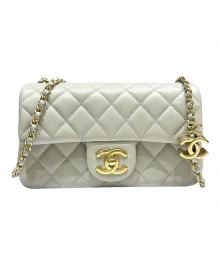 CHANEL（シャネル）の古着「ミニ フラップ バッグ/ゴールド金具」｜グレー×ゴールド金具