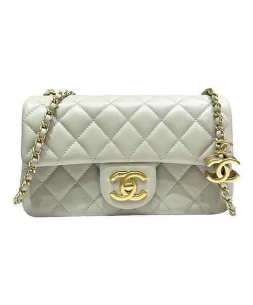 CHANEL（シャネル）CHANEL (シャネル) ミニ フラップ バッグ/ゴールド金具 グレー×ゴールド金具 サイズ:20の古着・服飾アイテム