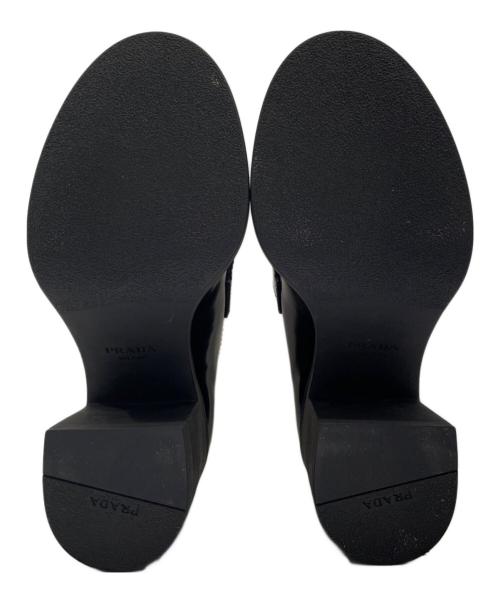 PRADA（プラダ）PRADA (プラダ) トライアングルロゴヒールローファー ブラック サイズ:34 1/2の古着・服飾アイテム