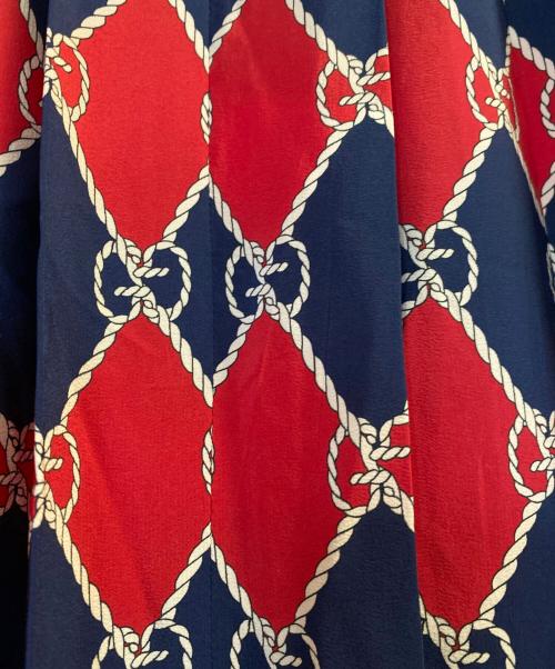 GUCCI（グッチ）GUCCI (グッチ) GG柄シルクスカート レッド×ネイビー サイズ:36の古着・服飾アイテム