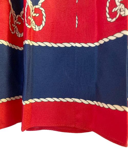 GUCCI（グッチ）GUCCI (グッチ) GG柄シルクスカート レッド×ネイビー サイズ:36の古着・服飾アイテム