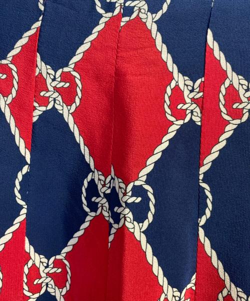 GUCCI（グッチ）GUCCI (グッチ) GG柄シルクスカート レッド×ネイビー サイズ:36の古着・服飾アイテム