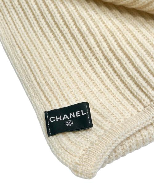 CHANEL（シャネル）CHANEL (シャネル) カシミヤスパンコールロゴマフラー アイボリー サイズ:-の古着・服飾アイテム
