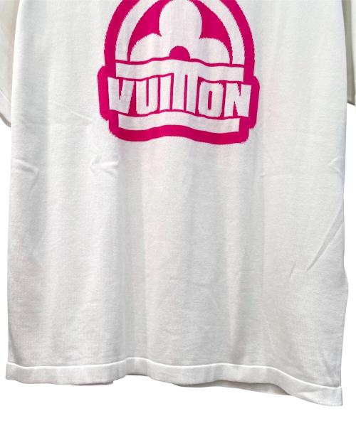 LOUIS VUITTON（ルイ ヴィトン）LOUIS VUITTON (ルイ ヴィトン) コットン 半袖クルーネック ニット ホワイト×ピンク サイズ:Mの古着・服飾アイテム