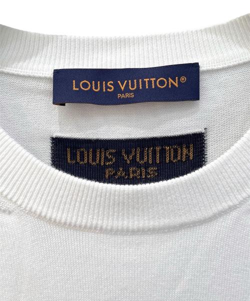 LOUIS VUITTON（ルイ ヴィトン）LOUIS VUITTON (ルイ ヴィトン) コットン 半袖クルーネック ニット ホワイト×ピンク サイズ:Mの古着・服飾アイテム