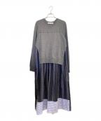 COMME des GARCONS COMME des GARCONSコムデギャルソン コムデギャルソン）の古着「ニットドッキングワンピース」｜グレー×ブルー
