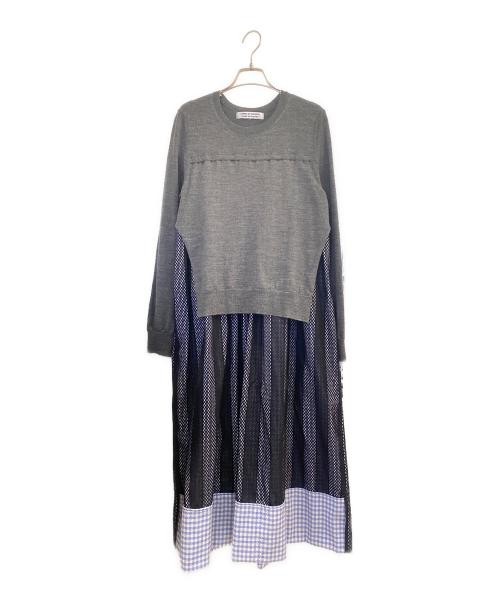 COMME des GARCONS COMME des GARCONS（コムデギャルソン コムデギャルソン）COMME des GARCONS COMME des GARCONS (コムデギャルソン コムデギャルソン) ニットドッキングワンピース グレー×ブルー サイズ:Lの古着・服飾アイテム