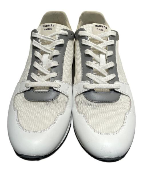 HERMES（エルメス）HERMES (エルメス) エスケープ ホワイトメッシュ ホワイト×グレー サイズ:43の古着・服飾アイテム