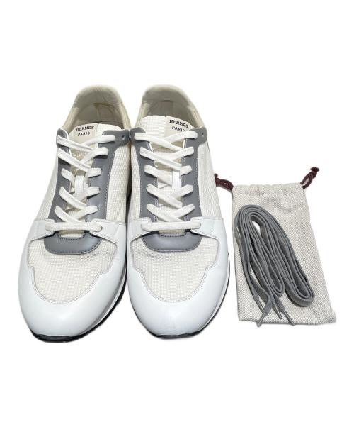 HERMES（エルメス）HERMES (エルメス) エスケープ ホワイトメッシュ ホワイト×グレー サイズ:43の古着・服飾アイテム