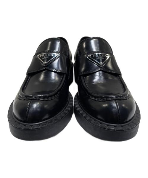 PRADA（プラダ）PRADA (プラダ) チョコレートブラッシュドレザー ローファー ブラック サイズ:37の古着・服飾アイテム