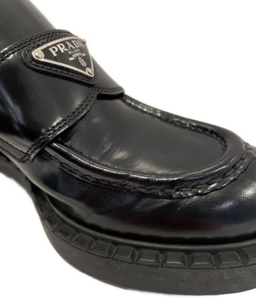 PRADA（プラダ）PRADA (プラダ) チョコレートブラッシュドレザー ローファー ブラック サイズ:37の古着・服飾アイテム