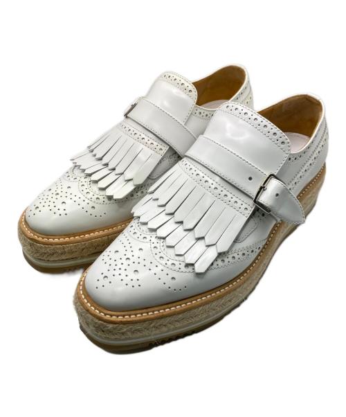 PRADA（プラダ）PRADA (プラダ) メダリオンエスパドリーユシューズ ホワイト サイズ:37 1/2の古着・服飾アイテム