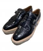 PRADAプラダ）の古着「メダリオンエスパドリーユシューズ」｜ブラック