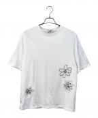 HERMESエルメス）の古着「フラワー刺繍Tシャツ」｜ホワイト