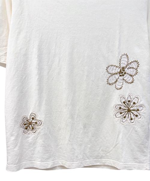 HERMES（エルメス）HERMES (エルメス) フラワー刺繍Tシャツ ホワイト サイズ:Mの古着・服飾アイテム