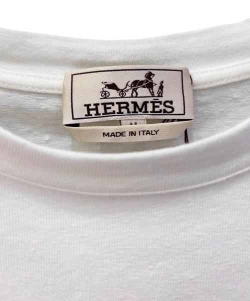 HERMES（エルメス）HERMES (エルメス) フラワー刺繍Tシャツ ホワイト サイズ:Mの古着・服飾アイテム