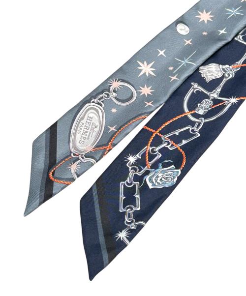 HERMES（エルメス）HERMES (エルメス) ツイリー / セ・ラ・フェット ネイビー×グレー サイズ:-の古着・服飾アイテム