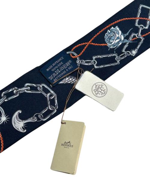 HERMES（エルメス）HERMES (エルメス) ツイリー / セ・ラ・フェット ネイビー×グレー サイズ:-の古着・服飾アイテム