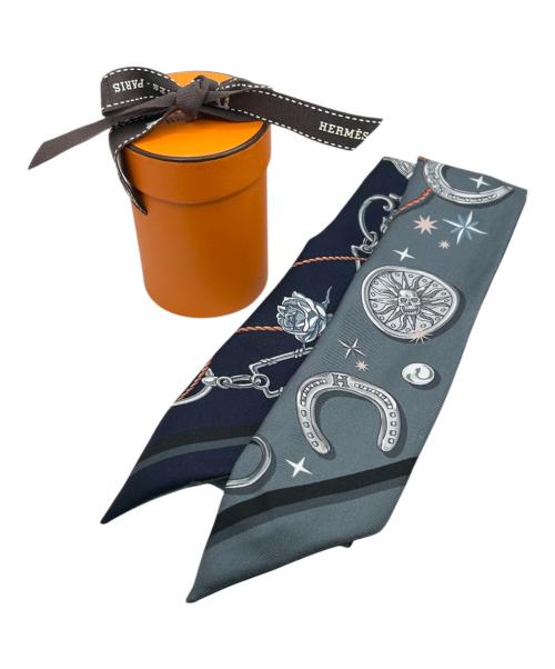 HERMES（エルメス）HERMES (エルメス) ツイリー / セ・ラ・フェット ネイビー×グレー サイズ:-の古着・服飾アイテム