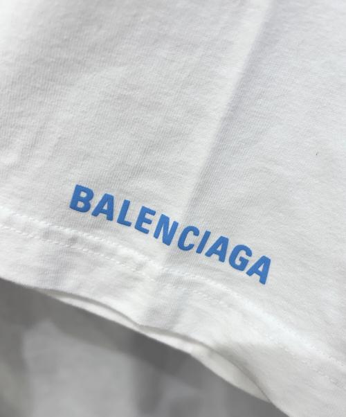 BALENCIAGA（バレンシアガ）BALENCIAGA (バレンシアガ) WFPロゴプリントTシャツ ホワイト×ブルー サイズ:XLの古着・服飾アイテム