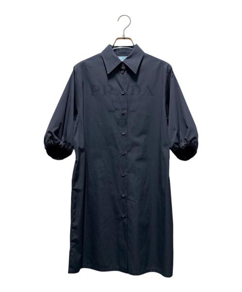 PRADA（プラダ）PRADA (プラダ) ロゴシャツワンピース ブラック サイズ:38の古着・服飾アイテム