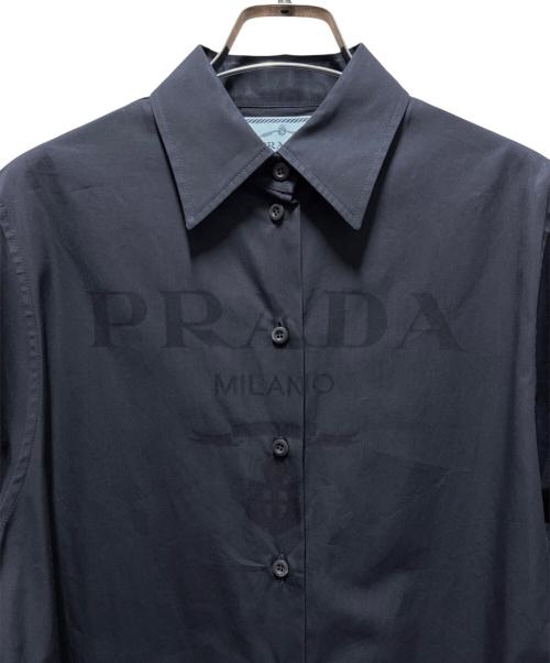 PRADA（プラダ）PRADA (プラダ) ロゴシャツワンピース ブラック サイズ:38の古着・服飾アイテム