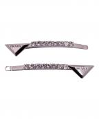 PRADAプラダ）の古着「トライアングルロゴブラスヘアクリップ」｜シルバーカラー