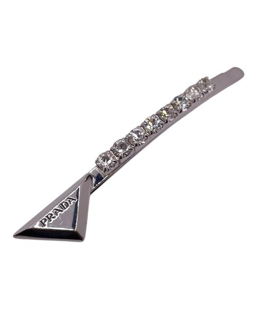 PRADA（プラダ）PRADA (プラダ) トライアングルロゴブラスヘアクリップ シルバーカラーの古着・服飾アイテム