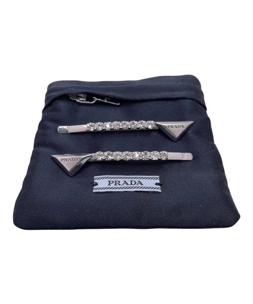 PRADA（プラダ）PRADA (プラダ) トライアングルロゴブラスヘアクリップ シルバーカラーの古着・服飾アイテム