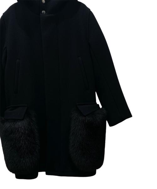 DRAWER（ドゥロワー）DRAWER (ドゥロワー) ファーポケットウールコート ブラック サイズ:38の古着・服飾アイテム