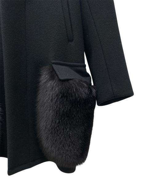 DRAWER（ドゥロワー）DRAWER (ドゥロワー) ファーポケットウールコート ブラック サイズ:38の古着・服飾アイテム