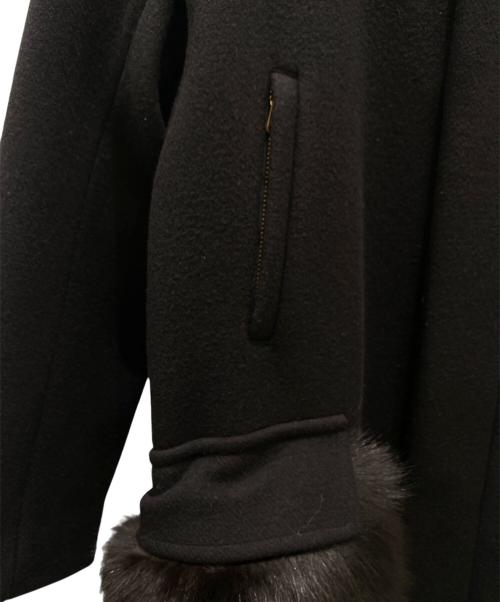 DRAWER（ドゥロワー）DRAWER (ドゥロワー) ファーポケットウールコート ブラック サイズ:38の古着・服飾アイテム